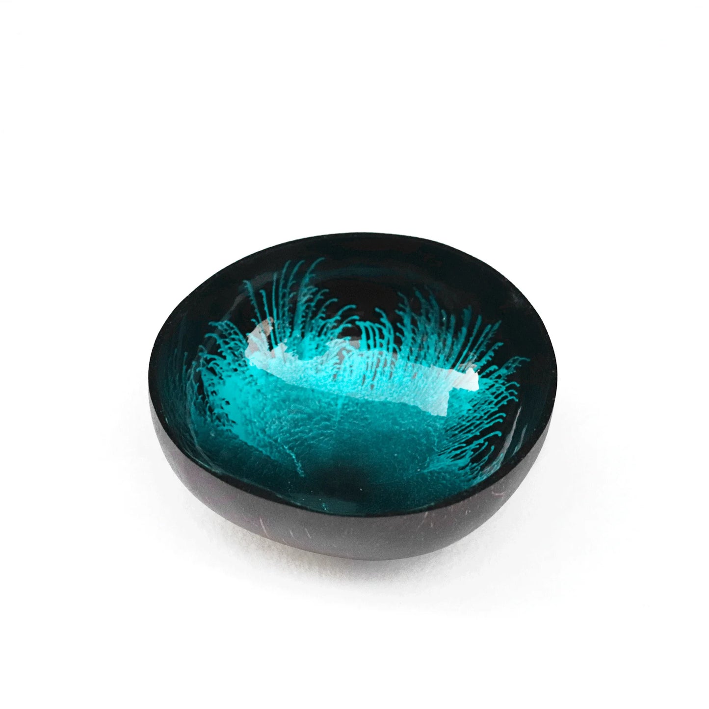 Natural Coconut Bowl, Splash Ink Design for Storage and Creative Desk Decor