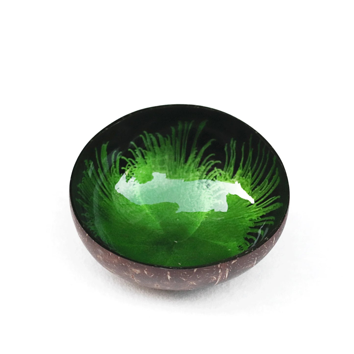 Natural Coconut Bowl, Splash Ink Design for Storage and Creative Desk Decor