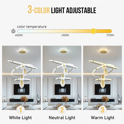 LED Acrylic Water-Drop Chandelier with 3-Color Lights