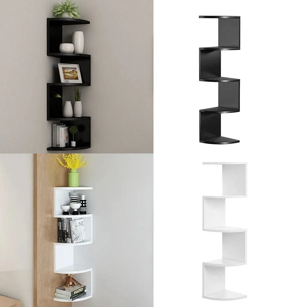 5-Tier Floating Corner Wall Shelf for Storage and Display