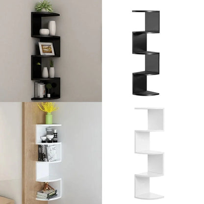 5-Tier Floating Corner Wall Shelf for Storage and Display