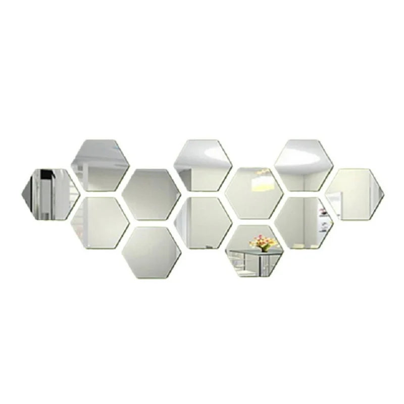 3D Hexagon Rose Gold Mirror Stickers