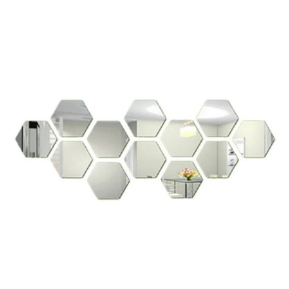 3D Hexagon Rose Gold Mirror Stickers