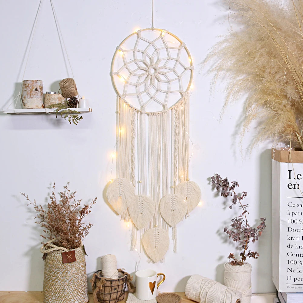 Macrame Dream Catcher Boho Leaf Wall Hanging
