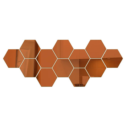 3D Hexagon Rose Gold Mirror Stickers
