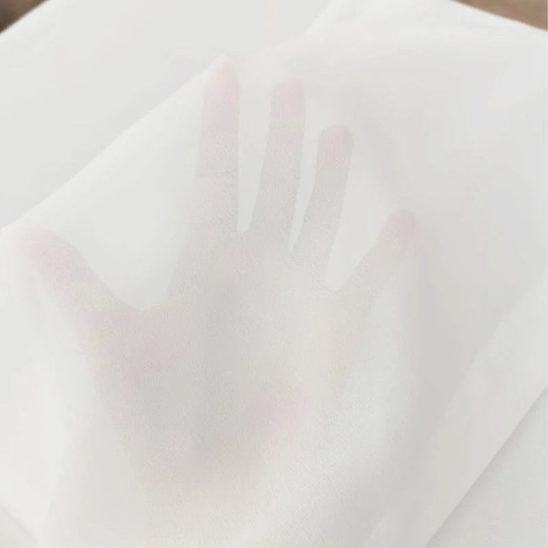 Asazal Solid White Tulle Chiffon Sheer Curtains
