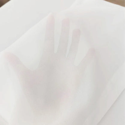 Asazal Solid White Tulle Chiffon Sheer Curtains