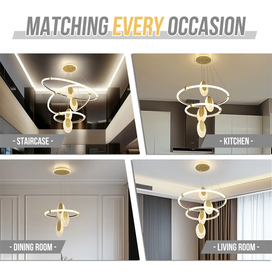 LED Acrylic Water-Drop Chandelier with 3-Color Lights