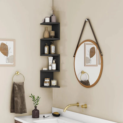 5-Tier Floating Corner Wall Shelf for Storage and Display