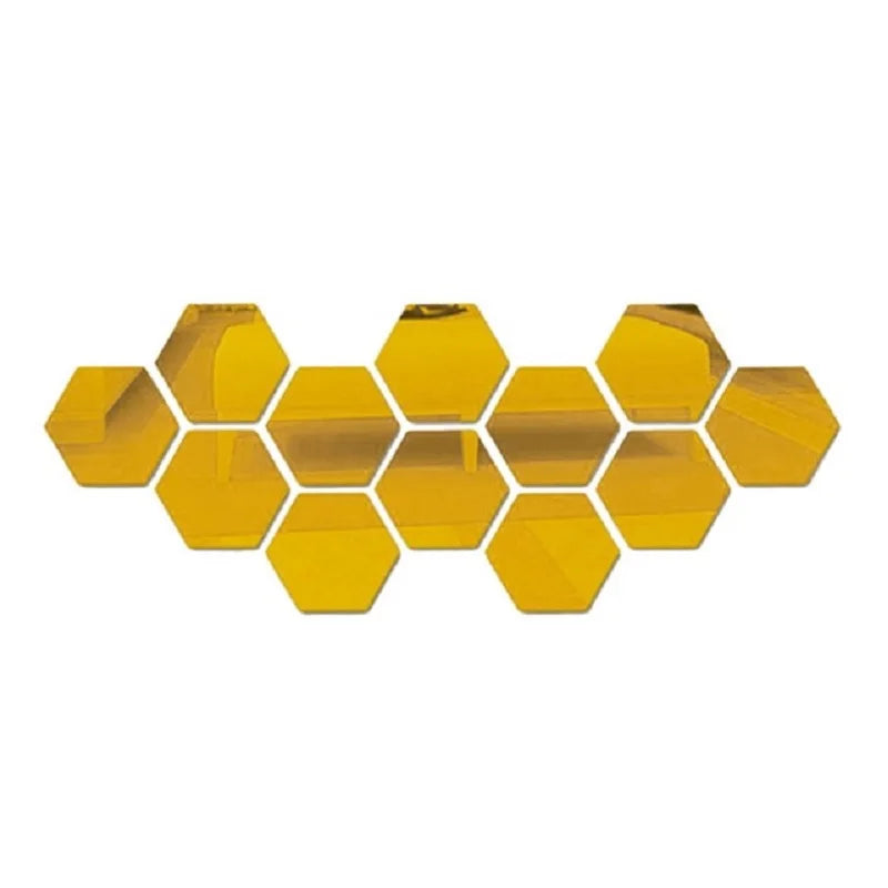 3D Hexagon Rose Gold Mirror Stickers