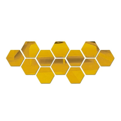 3D Hexagon Rose Gold Mirror Stickers