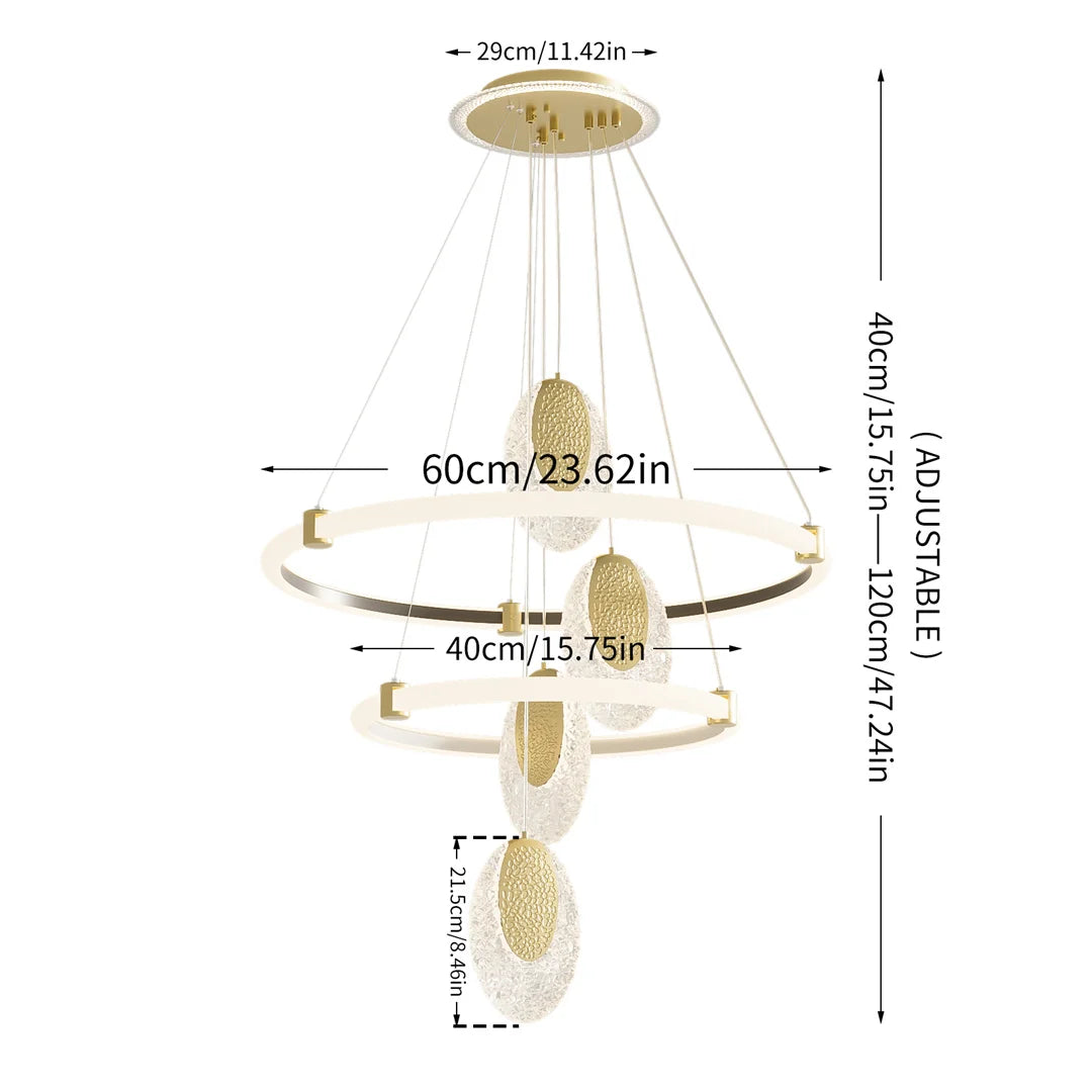 LED Acrylic Water-Drop Chandelier with 3-Color Lights