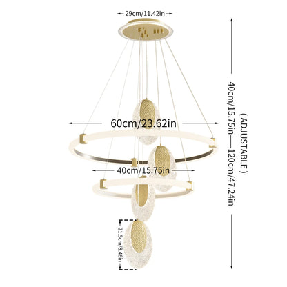 LED Acrylic Water-Drop Chandelier with 3-Color Lights