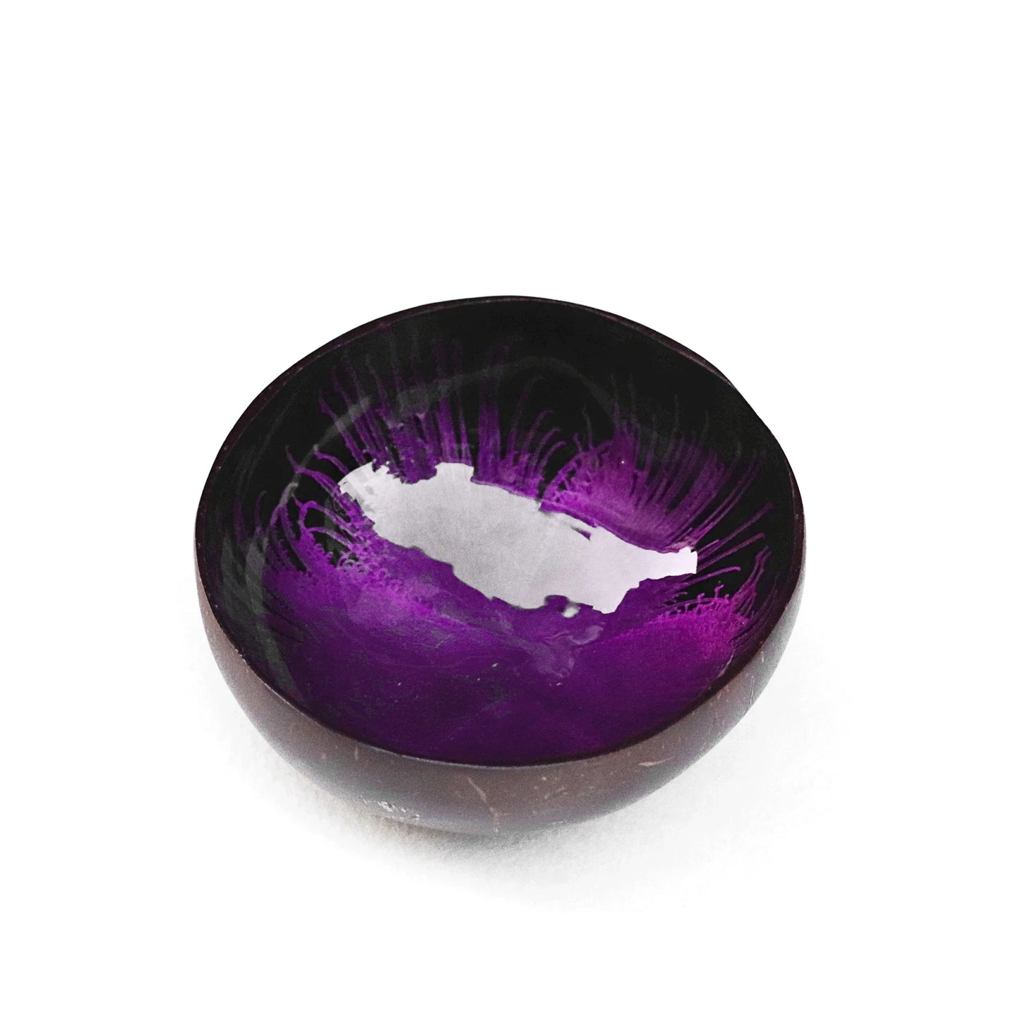 Natural Coconut Bowl, Splash Ink Design for Storage and Creative Desk Decor