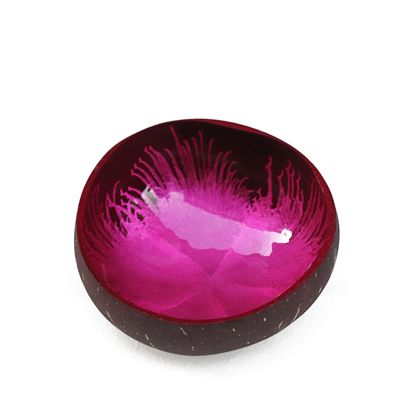 Natural Coconut Bowl, Splash Ink Design for Storage and Creative Desk Decor