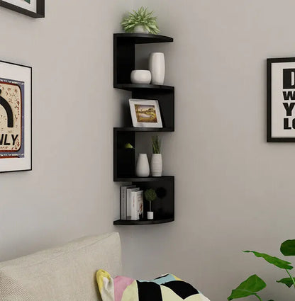 5-Tier Floating Corner Wall Shelf for Storage and Display