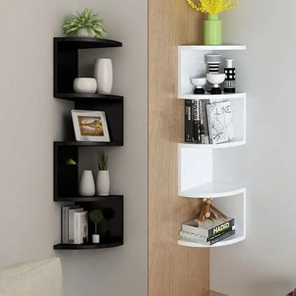 5-Tier Floating Corner Wall Shelf for Storage and Display