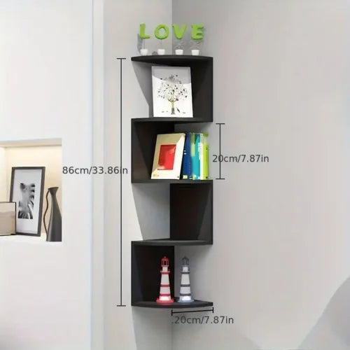 5-Tier Floating Corner Wall Shelf for Storage and Display