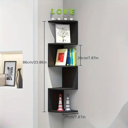 5-Tier Floating Corner Wall Shelf for Storage and Display