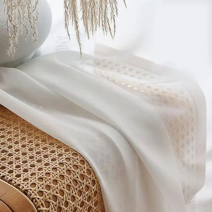 Asazal Solid White Tulle Chiffon Sheer Curtains