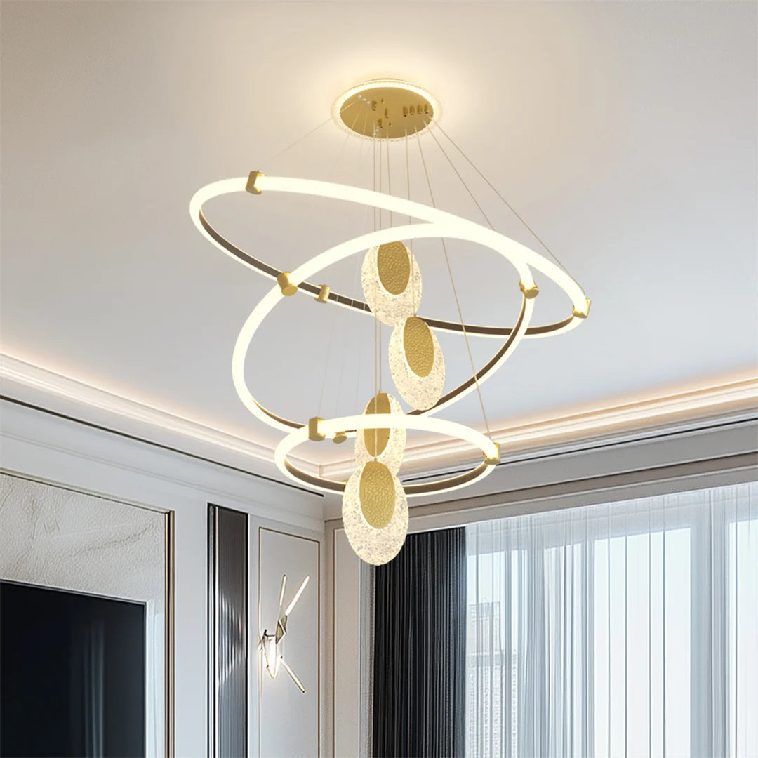 LED Acrylic Water-Drop Chandelier with 3-Color Lights