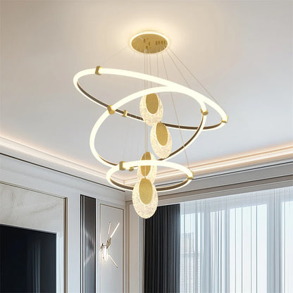 LED Acrylic Water-Drop Chandelier with 3-Color Lights