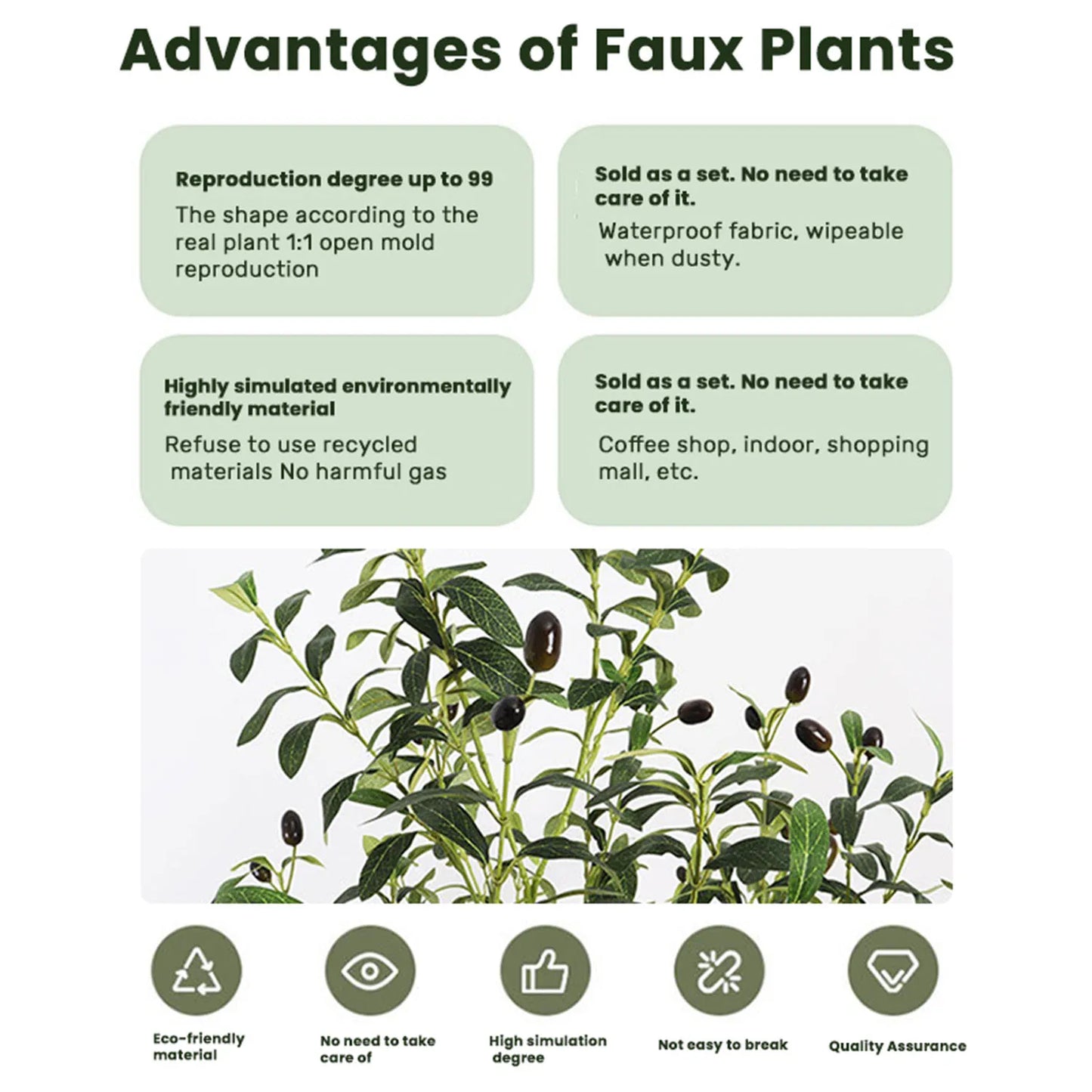 Realistic Faux Olive Tree for Home, Office, and Garden Decor