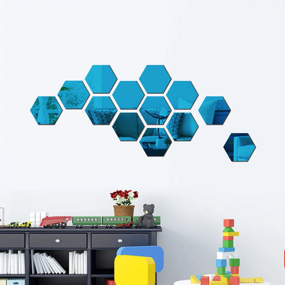 3D Hexagon Rose Gold Mirror Stickers