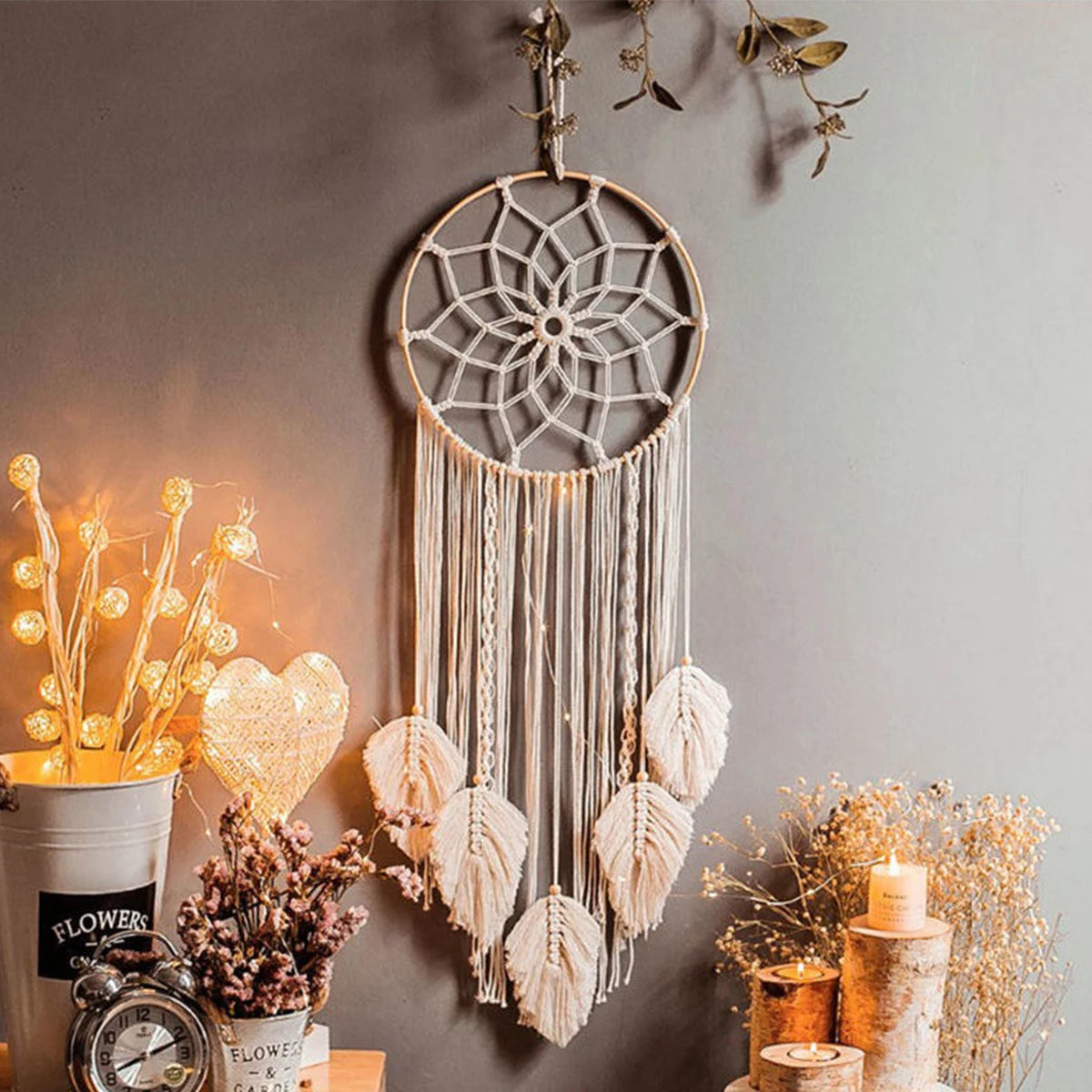 Macrame Dream Catcher Boho Leaf Wall Hanging