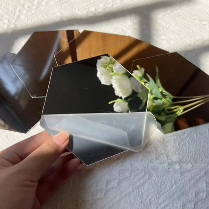 3D Hexagon Rose Gold Mirror Stickers