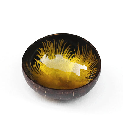 Natural Coconut Bowl, Splash Ink Design for Storage and Creative Desk Decor