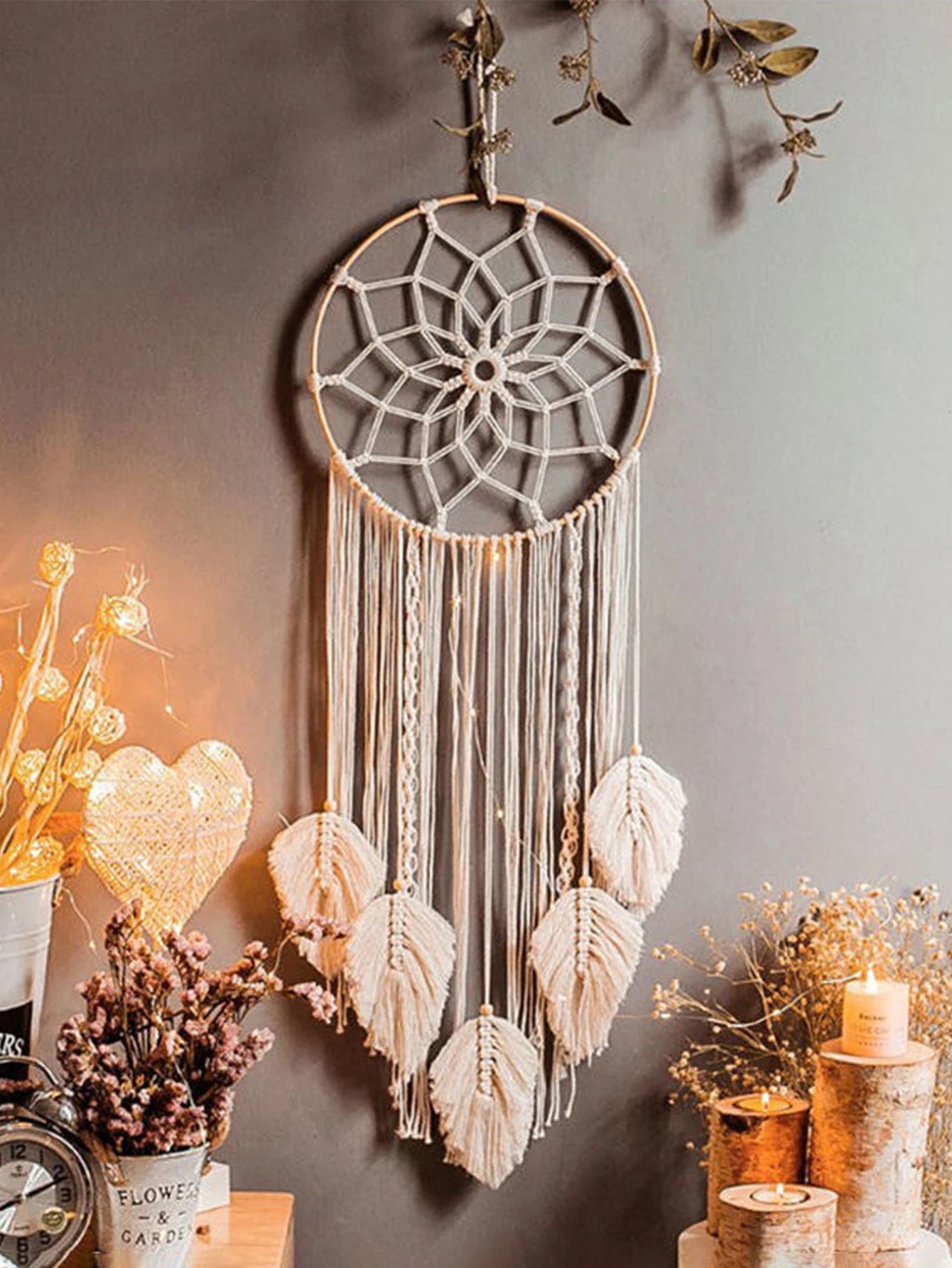 Macrame Dream Catcher Boho Leaf Wall Hanging