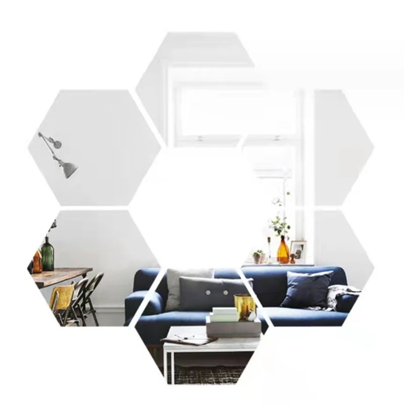 3D Hexagon Rose Gold Mirror Stickers