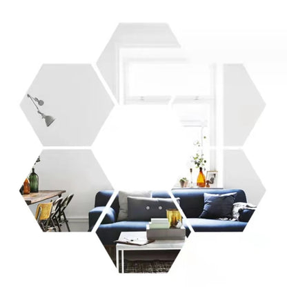 3D Hexagon Rose Gold Mirror Stickers